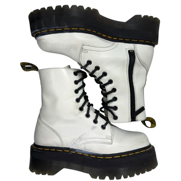 Dr Martens Jadon Chunky Platform Combat Boots Leather White Smooth Women Size 6 - Picture 9 of 11